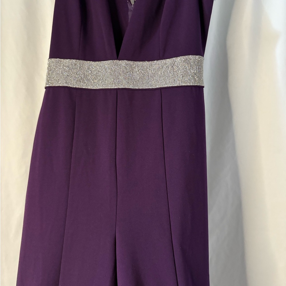 Elegant Purple Sleeveless Dressy jumpsuit with Silver Accents - Picture 7 of 9